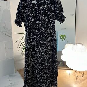 Black and White Floral Midi Dress